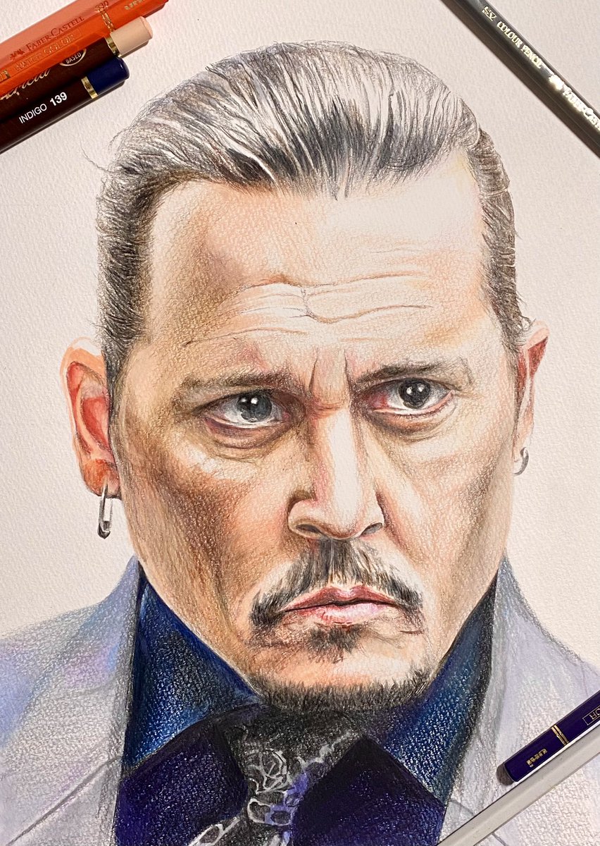 GattoBlu5's tweet photo. Now, I'm making a collection of JD's colored pencil drawings I drew. 
He who is a movie star, he who is a rock star, he who is formal, every scene is beautiful. 
@JohnnyDeppNFT 
@WeRJohnny1
#JohnnyDepp 
#johnnydepp
#ColorPencilDrawing
#色鉛筆イラスト #色鉛筆画
#ジョニー・デップ https://t.co/hQhOrl19tx