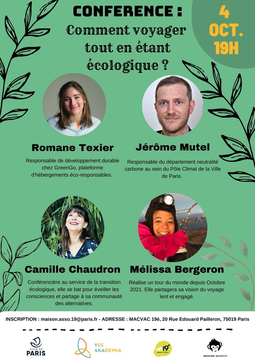 Retour en images sur la conférence du 4 octobre dernier 'Comment voyager tout en étant écologique ?' co-organisée avec @yesakademia 🌍 #voyage #ecologie #paris19