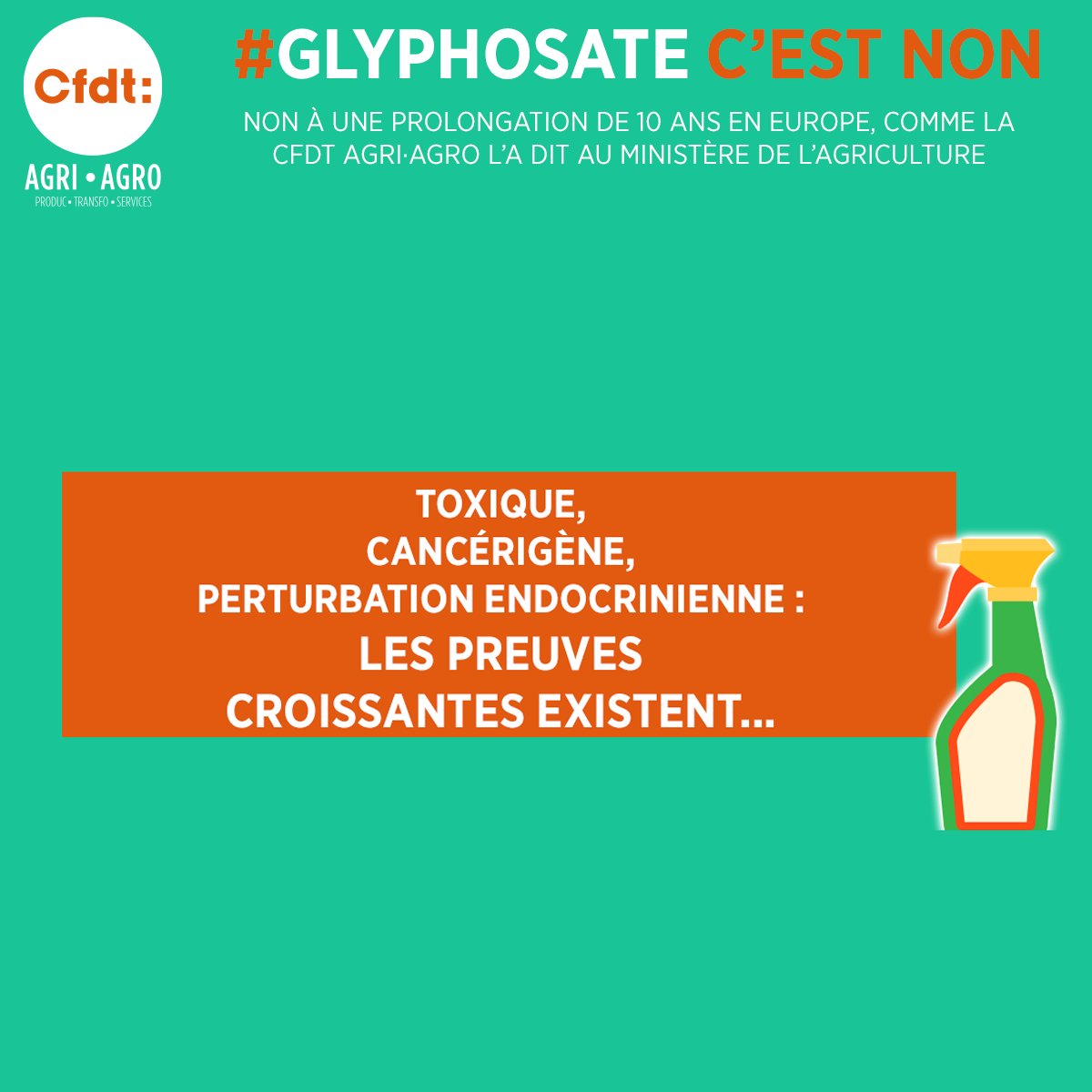 ---> #glysphosate
Non à une prolongation de 10 ans en Europe, comme la #CFDTAgriAgro l’a dit au <a href="/Agri_Gouv/">Ministère Agriculture et Souveraineté alimentaire</a>.
#CFDT #agriculture #ministeredelagriculture #santepublique #securitéalimentaire #cancerigène #Cancer #octobrerose #biodiversite #ecosystem <a href="/cfdt/">CFDT</a> <a href="/Agri_Gouv/">Ministère Agriculture et Souveraineté alimentaire</a>  <a href="/MFesneau/">Marc Fesneau</a>