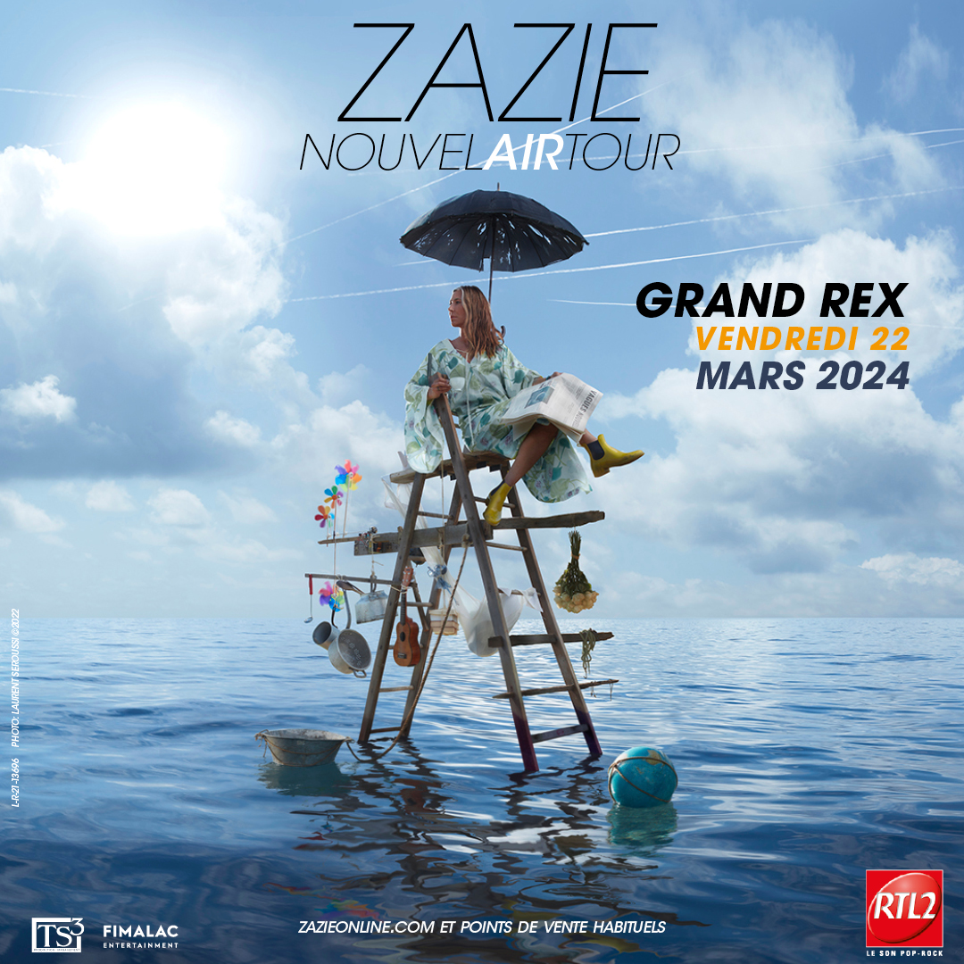 [NOUVELLE TOURNÉE] Après sa tournée de Zéniths pour le ZAZIE AIR TOUR, qui se terminera demain dans un Zénith de Paris complet depuis plusieurs semaines, Zazie nous présentera un concert dans une formule inédite lors de cette tournée 2024 ! Le NOUVEL AIR TOUR s’envole, accompagné