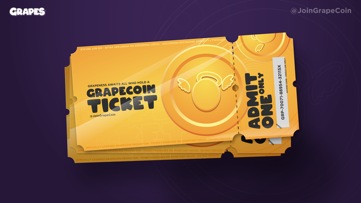 Lets gooo 🥳I'm ready for $GRAPE Coin presale 🍇 🪙 Do you have your Golden Ticket? 🎟️ @JoinGrapeCoin