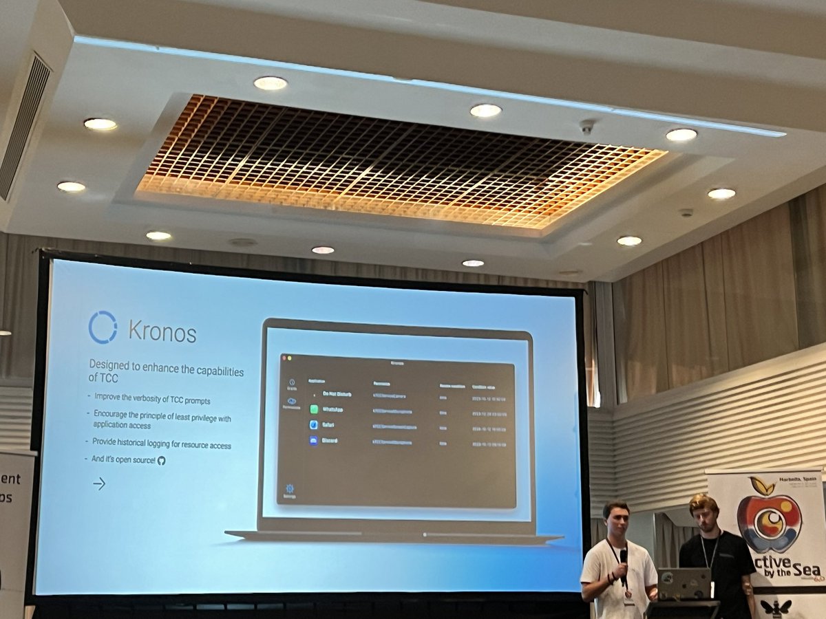 Sharvil Shah (@sharvil) on Twitter photo Excellent new tool release — Kronos, to augment TCC data on macOS by <a href="/rookuu_/">Luke Roberts</a> and <a href="/_calumhall/">Calum Hall</a> at #OBTS Excellent new tool release — Kronos, to augment TCC data on macOS by <a href="/rookuu_/">Luke Roberts</a> and <a href="/_calumhall/">Calum Hall</a> at #OBTS