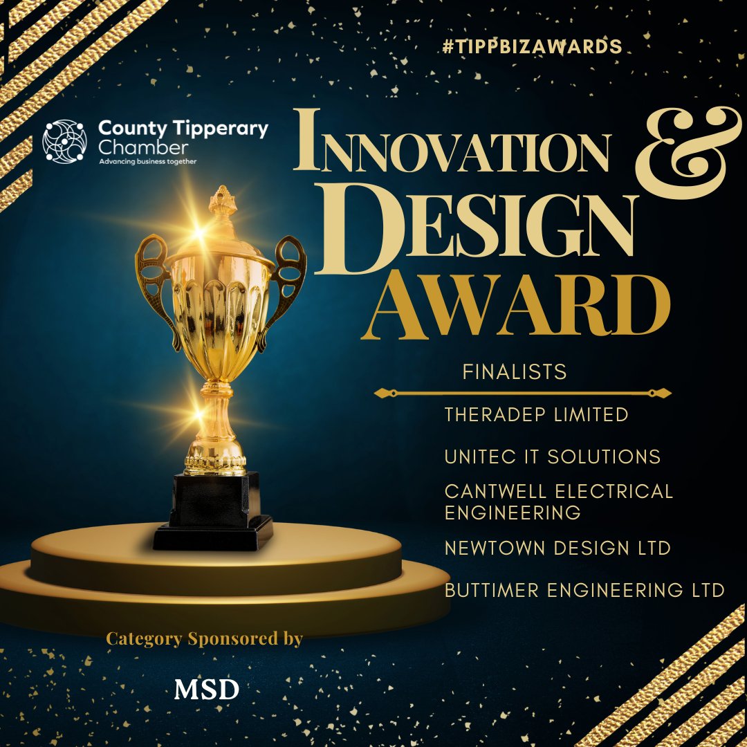 Next Up for an Award on November 24th in The Innovation & Design Award Category are...

#TippBizAwards #Tipperary #CTC #awards #networking #celebration