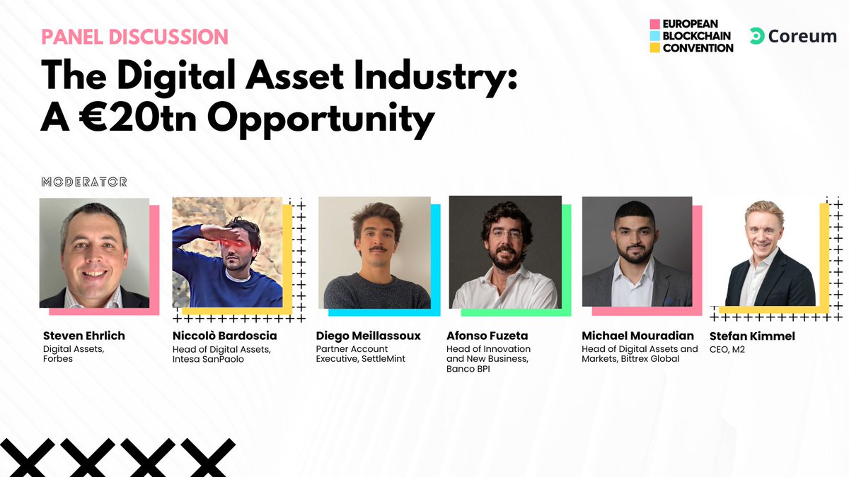 EBlockchainCon's tweet photo. A little sneak peek into our agenda? 👀

We are starting with an exciting panel discussion on the potential of the digital asset industry. 🤩

We can't wait to hear the insights of @M2Stefan, @MouradianMike, @AfonsoEca, Diego Meillassoux, @NBardoscia, and @Steven_Ehrlich 🥳 https://t.co/vXIH8RJQqd