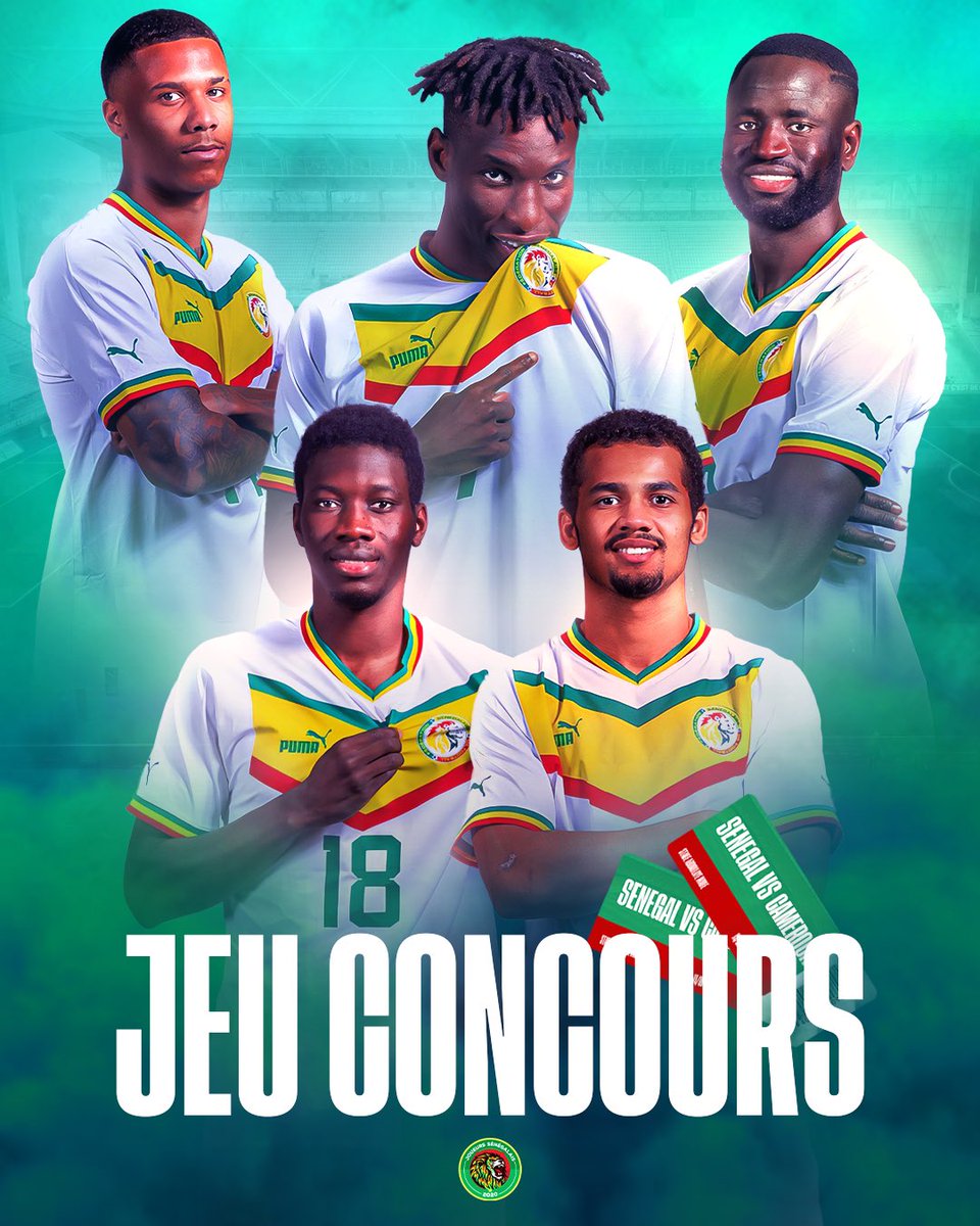 🎟 JEU CONCOURS 🎟

Quatres places pour le match Sénégal - Cameroun à gagner ! 🇸🇳🇨🇲

Pour participer :
1️⃣ RT ce tweet
2️⃣ Follow <a href="/JoueursSN/">Joueurs SN 🇸🇳</a>