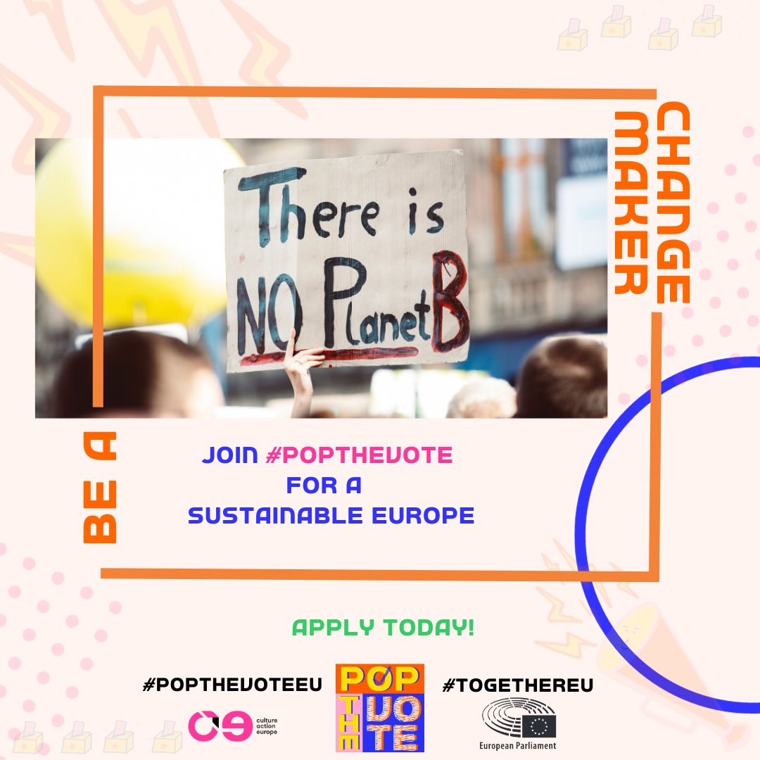popthevote_EU's tweet photo. Ready to turn your art into a force for climate action? 🎨🌿
➡️Join #PopTheVote and be a Changemaker for a greener, sustainable Europe.🗳
Only 3 days left to apply!
📍Deadline: 15/10
📍Apply here : https://t.co/CDS8DKptUS
#PopTheVoteEU #TogetherEU https://t.co/1WnoKSSUYd