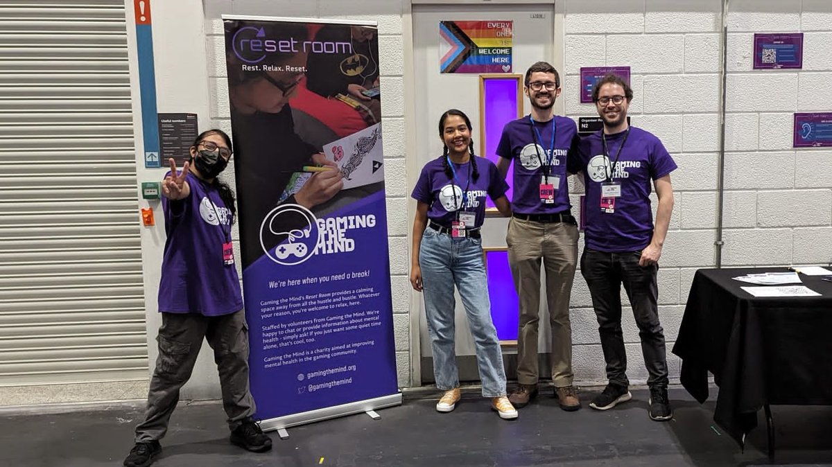 gamingthemind's tweet image. Are you at @EGX and want to take a breather? Come to our Reset Room, a calm oasis where you can chill, do lo-fi activities, and re-energise before heading back to the show! We have mental health information too! Staffed by our awesome crew.  Find us near the tabletop zone! 🧠🎮