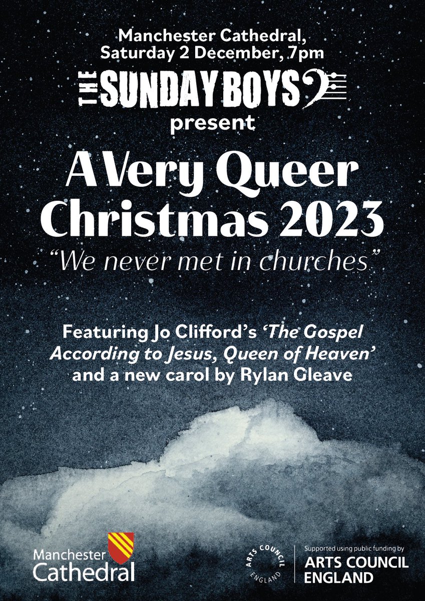 The_SundayBoys's tweet photo. 🎄Get your tickets🎄

A Very Queer Christmas 2023 “We never met in churches” will explore the stories of the season as well as LGBTQ+ rights. 

Featuring music by Kelly Clarkson &amp; Kate Bush, texts from @JoCliffordPlays  and a new carol by @GleaveRylan 

👉https://t.co/b5qE2SdaLK https://t.co/hfYtrijUec