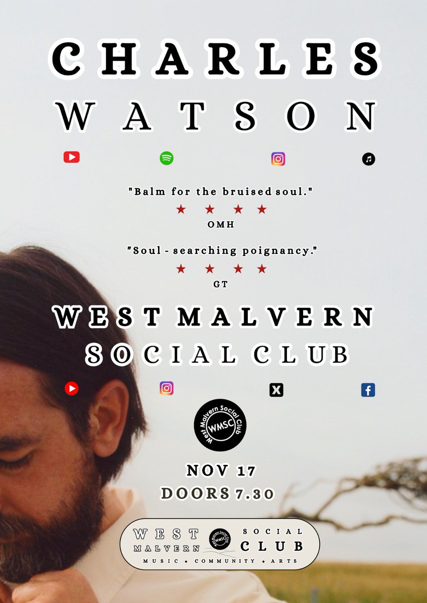 westmalvernmac's tweet photo. @CharlesWatson__ is bringing his beautiful music to @westmalvernmac . You won't want to miss this one. See our bio for tickets. 

#westmalvernsocialclub #charleswatson #slowclub #whatsgoingoninmalvern #malvern #themalverns https://t.co/TjDDyafko4