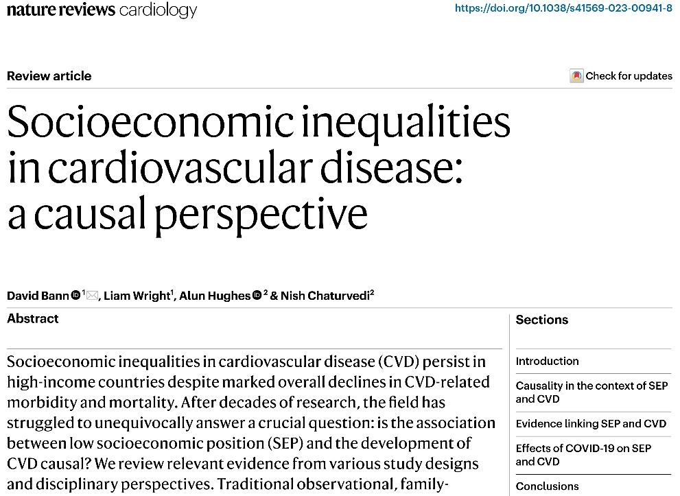 New review: Socioeconomic inequalities in cardiovascular disease: a causal perspective w/ Liam Wright Nish Chaturvedi, @alundhughes30 Nature Reviews Cardiology @NatRevCardiol shorturl.at/jBTU3 @CLScohorts @MRCLHA @UCLSocRes 🧵...