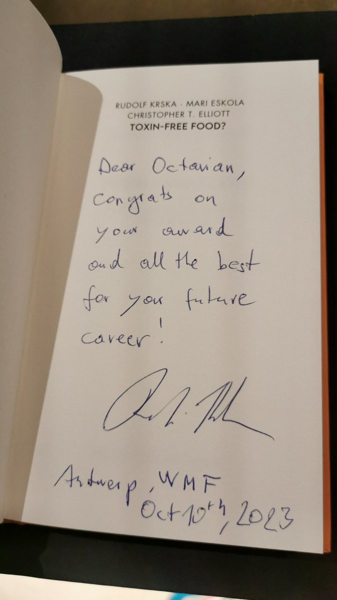 Octavian Mihalache (@octavaugustin) on Twitter photo Grateful I had the opportunity to participate in the World Mycotoxin Forum 2023. It was an amazing experience and to top it off I received 'Most Insightful Contribution' award from Selko and my own copy of the Toxin-Free Food book signed by <a href="/RudolfKrska/">Rudolf Krska</a> 🙏🏆📚 @mycotoxiforum Grateful I had the opportunity to participate in the World Mycotoxin Forum 2023. It was an amazing experience and to top it off I received 'Most Insightful Contribution' award from Selko and my own copy of the Toxin-Free Food book signed by <a href="/RudolfKrska/">Rudolf Krska</a> 🙏🏆📚 @mycotoxiforum