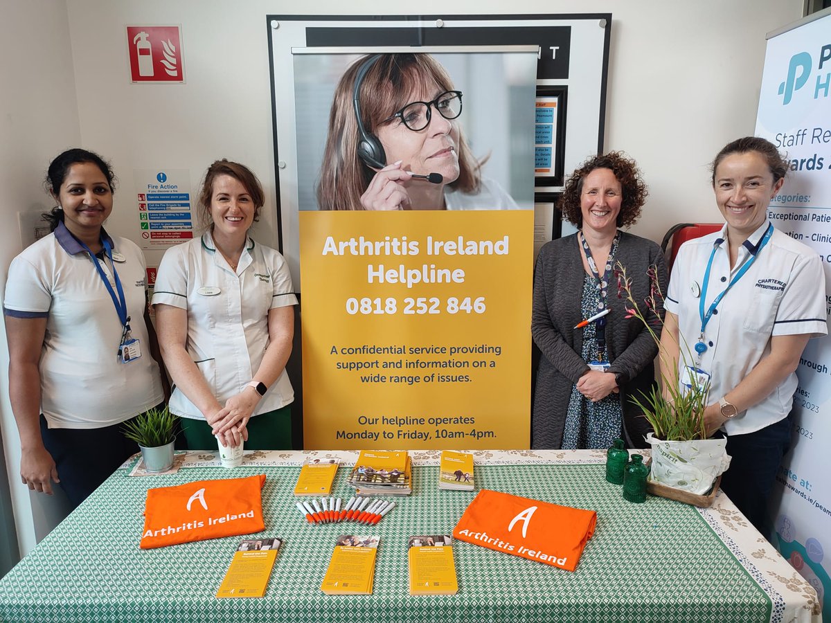 Pictured is the HSCP staff of RMDU @Peamount_Health marking #WorldArthritisDay with Arthritis Ireland.
