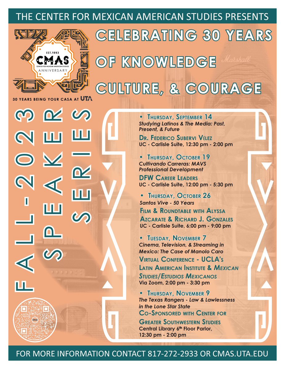 CMASatUTA's tweet image. CMAS Speaker Series Fall 2023 #academiclecture #panel #30thanniversary #somosuta