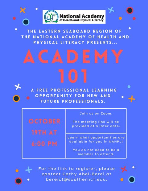 NAHPL_ES's tweet photo. We are just 1 week away. Free professional learning opportunity for all future professionals in the health and physical literacy fields. You don’t have to be a member to join us. Hope to see you there. https://t.co/sISBbM3Cb9