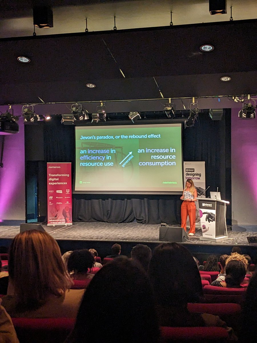 Jevon's paradox, or the rebound effect, states that...

An increase in efficiency in resource use generates an increase in resource consumption 💭 

<a href="/we_are_Nomensa/">Nomensa</a> <a href="/EmilyTrotter/">Emily Trotter 🌍🌿🖍✌️</a> #InteractLDN #UX #UXDesign #UserExperience