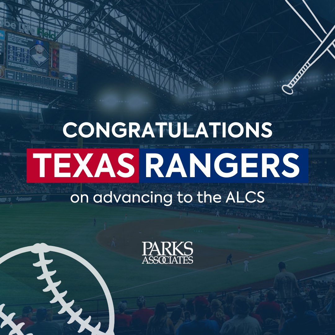 ParksAssociates's tweet image. 🎉Let's hear it for the Texas Rangers! 

Congratulations to them for advancing to the ALCS!🔥⚾️
#TexasRangers #ALCS #Baseball #ParksAssociates