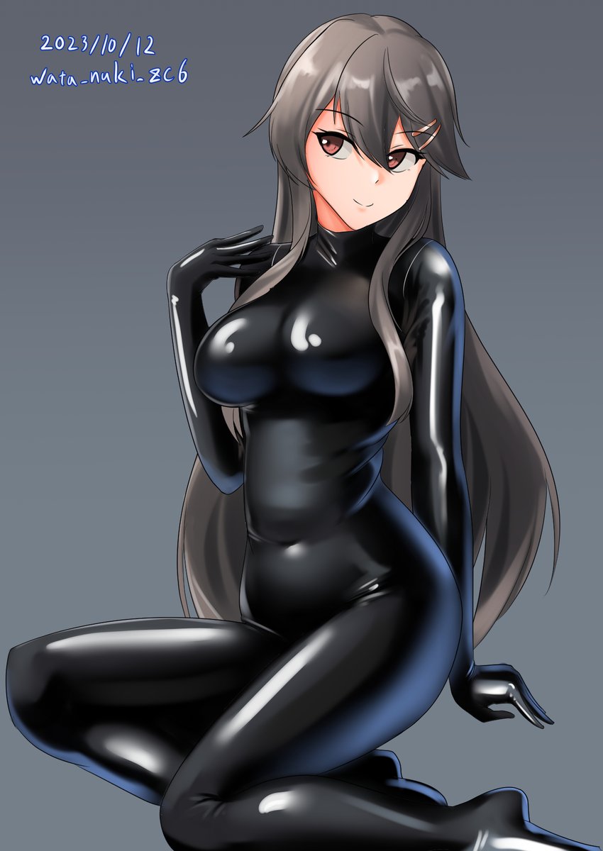 #艦これ版深夜の真剣お絵描き60分一本勝負 
#艦これ版真剣お絵描き60分一本勝負_20231012
榛名ラバースーツmode。 