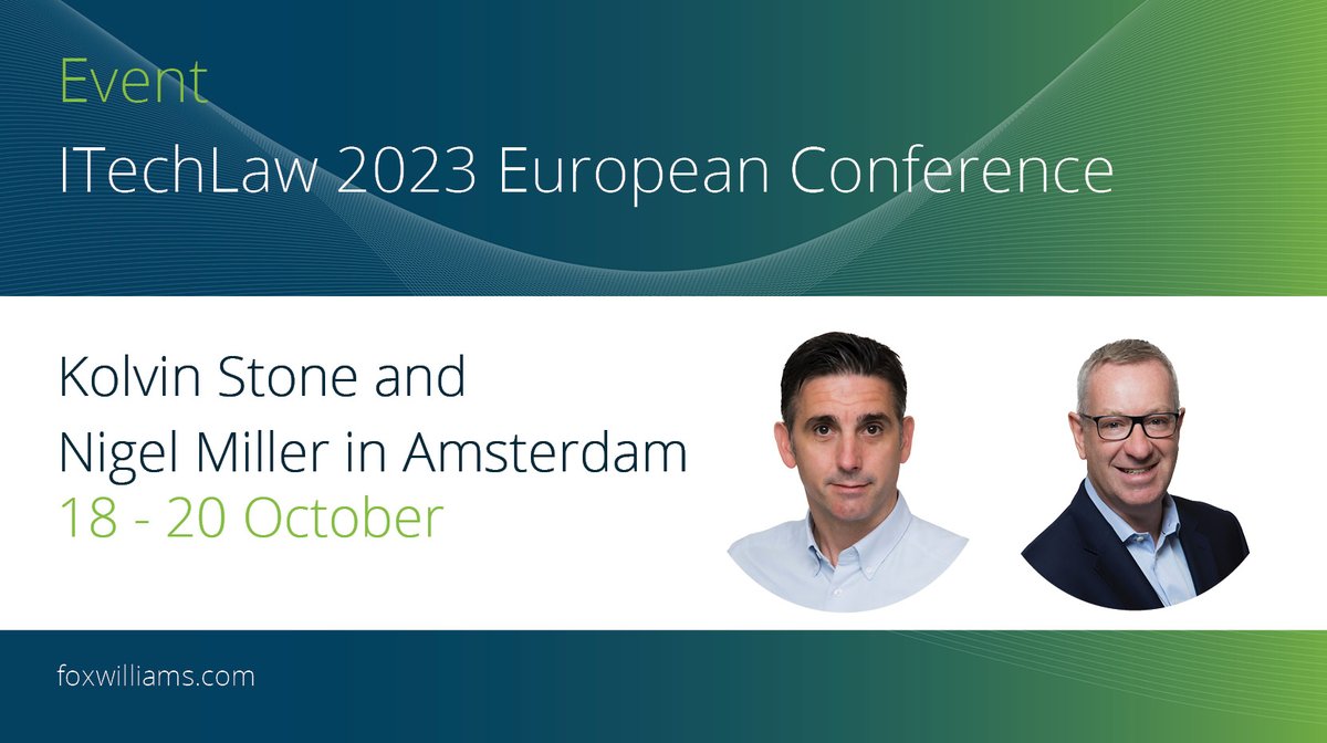 Next week Kolvin Stone and Nigel Miller will be attending the ITechLaw Association conference in Amsterdam from 18 - 20 October. If you are attending this event and wish to catch up with Kolvin and Nigel, please get in touch. #techlaw #itech #technology