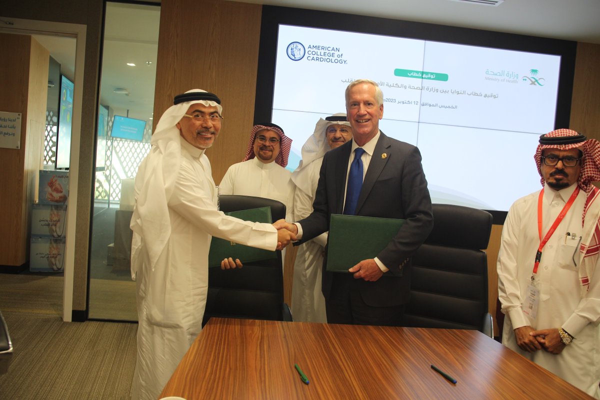 American College of Cardiology (@accintouch) on Twitter photo The ACC has finalized its 1st nationwide partnership w/ <a href="/SaudiMOH/">وزارة الصحة السعودية</a>, in collaboration w/ <a href="/TheSaudiHeart/">جمعية القلب السعودية</a>! 🎉
It is hoped this program will serve as a model for similar programs in other parts of the world. Read more on how the ACC is addressing the global burden of CVD: The ACC has finalized its 1st nationwide partnership w/ <a href="/SaudiMOH/">وزارة الصحة السعودية</a>, in collaboration w/ <a href="/TheSaudiHeart/">جمعية القلب السعودية</a>! 🎉
It is hoped this program will serve as a model for similar programs in other parts of the world. Read more on how the ACC is addressing the global burden of CVD: