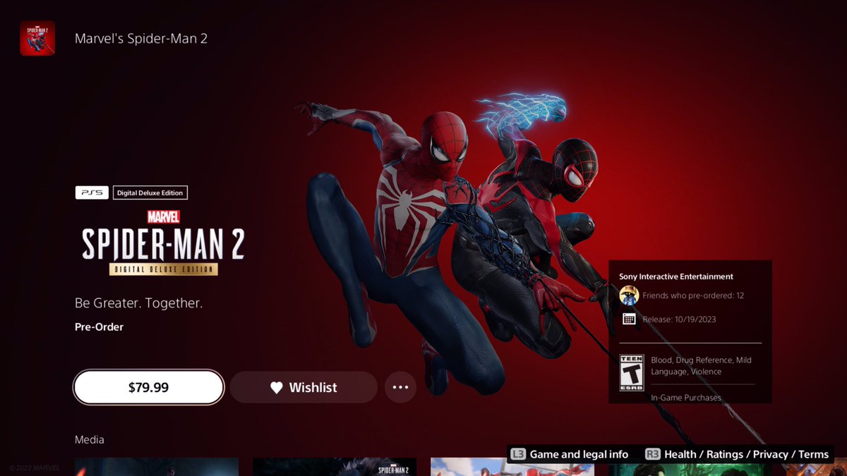 madmanmarz's tweet image. Got my spider-Man 2 Pre-Order sit 🕷🕸
#SpiderMan2 #SpiderMan2DigitalDeluxeEdition #PSNStore #PlayStation5
