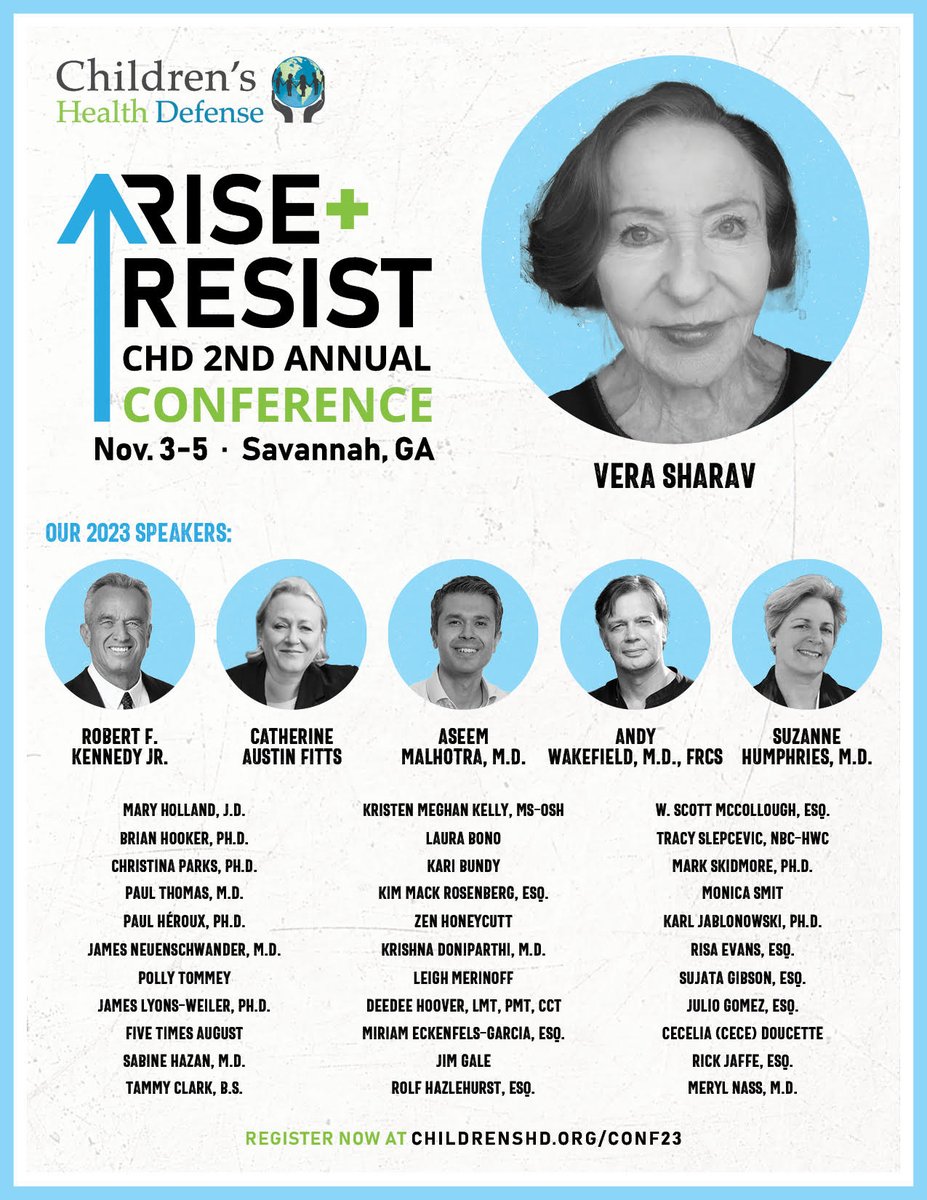 VeraSharav's tweet photo. Hope to see some of you in Savannah GA, Nov 3-5th. #CHDConf2023 #StandWithCHD #RiseandResist #NeverAgainIsNowGlobal #NeverGiveIn #NeverGiveUp
https://t.co/OXNWpHi9Nt https://t.co/htMgak4iy3
