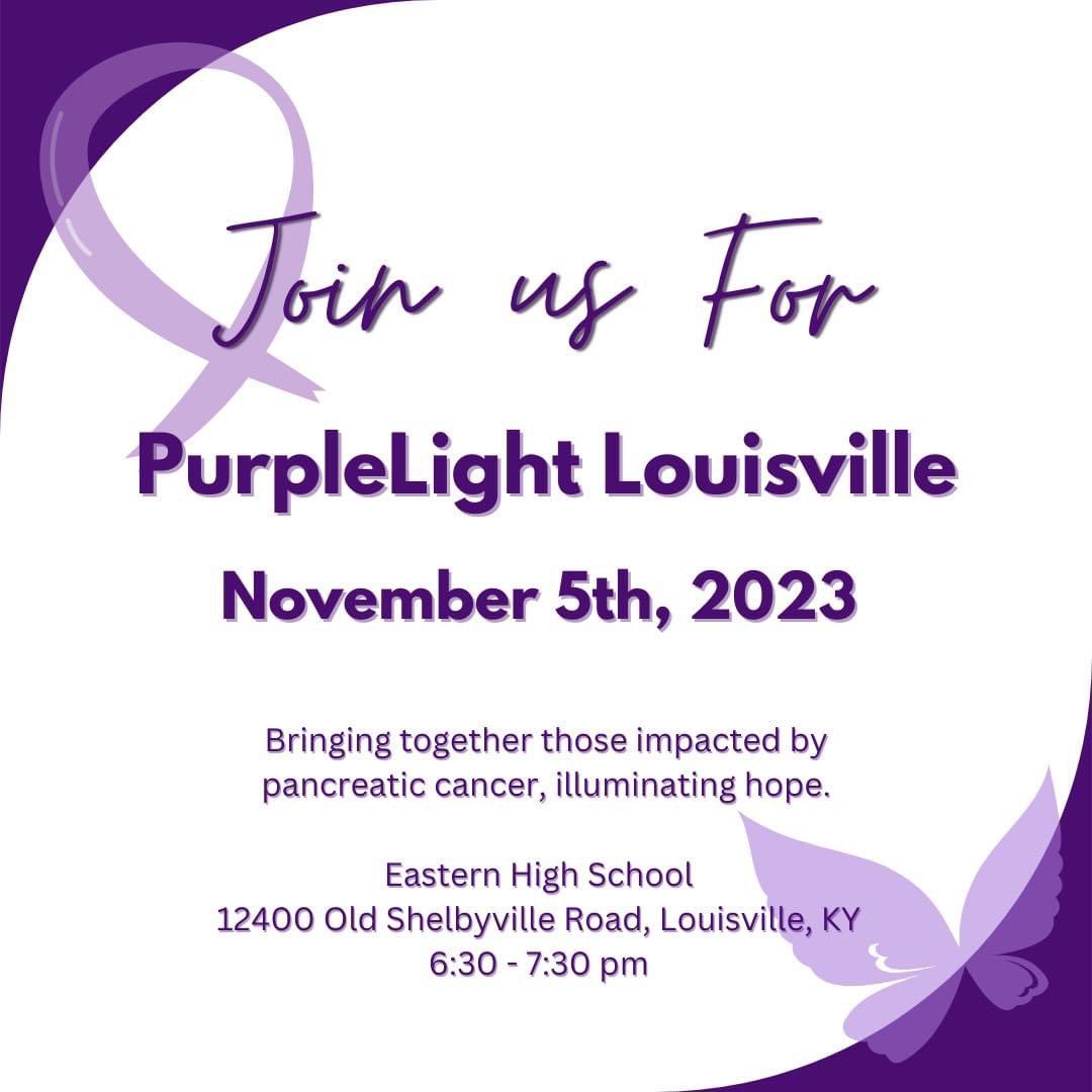 PanCANLouis's tweet photo. Join us for the @PanCAN PurpleLight Louisville 2023 event! 

For more information and to register, please visit:
https://t.co/SeU3iriyyB https://t.co/Slnzgoz8bM