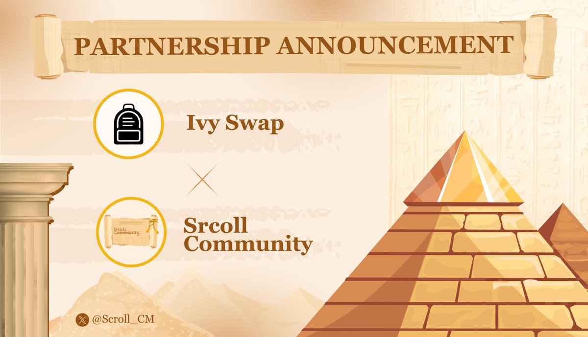 🎉 We're thrilled to announce our collaboration with <a href="/IvySwap_io/">Ivy Swap 📜</a>! 🎉

✔️ Ivy Swap stands as the first native DEX &amp; Launchpad on Scroll.

This partnership holds the promise of co-building and fostering a stronger #scroll community together 🚀

#ScrollZKP #Scroll_ZKP #ScrollBuild