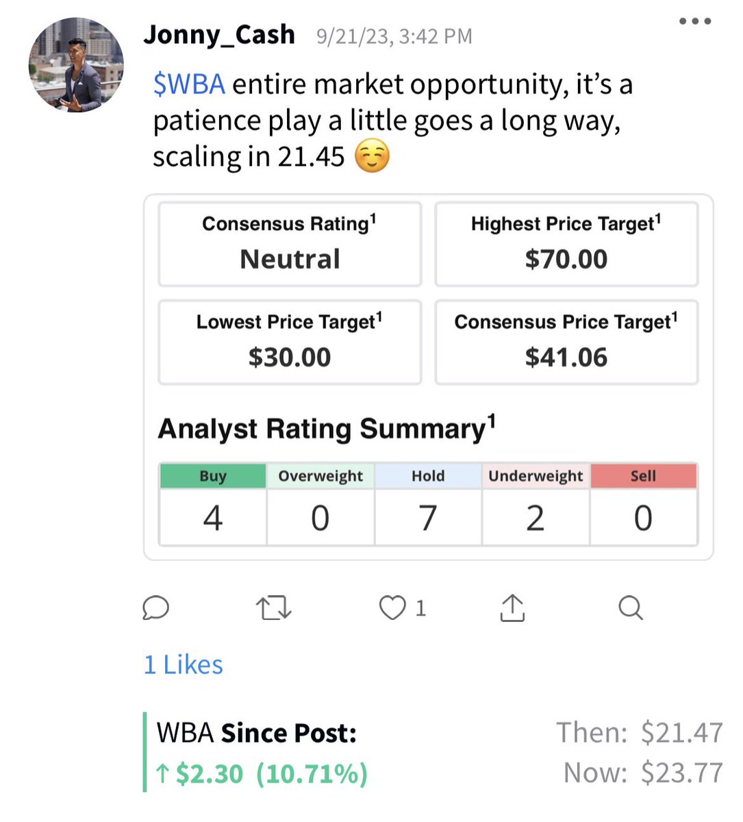 jonyecash's tweet photo. $WBA Welcome to the team Tim Wentworth 🤝📈🔥 https://t.co/VqxoQVZRl1