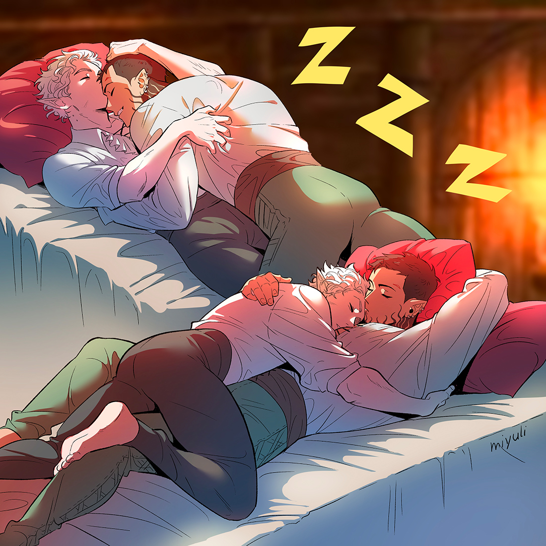 エンデヴァー(ヒロアカ) ,ホークス(ヒロアカ) 「What if you could sleep in the same bed 」|Miyuliのイラスト