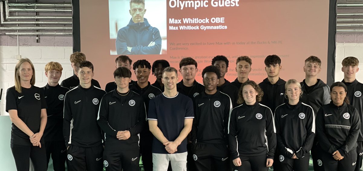 thisisbase_'s tweet photo. An amazing experience for our @vlukeducation & Pro:Direct Academy learners today, meeting Olympic Champion & @TeamGB gymnast @maxwhitlock1 at the @Leap_BMK PE Conference at @SMStadium
Inspiring a generation! #ThanksMax ๐ฅ
#PEConferenceBMK #TeamGB https://t.co/NBQBXp1fZN