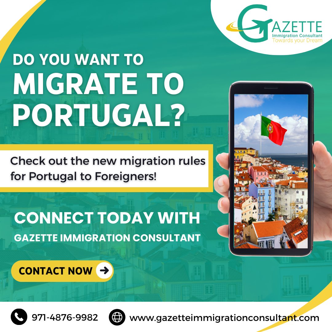 Do you want to Migrate to Portugal? Let's make it a reality!
Contact us today +971-48769982

#Portugal #GazetteImmigrationConsultant #PortugalImmigration #d7visaportugal #Portugalgoldenvisa #D2visaportugal #workinportugal #digitalnomadvisa #portgalvisa