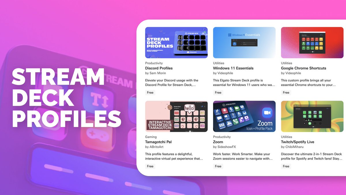 🆕 You can now download premade Stream Deck profiles. Find existing profiles to add to your Stream Deck: marketplace.elgato.com/stream-deck/pr…