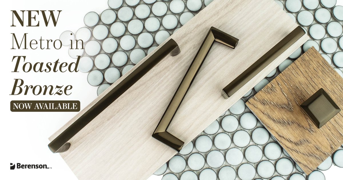 BerensonHW's tweet image. NEW! Metro is now available in a new finish. Toasted Bronze is a rich mocha color with subtle brush marks complemented by a slight sheen. The finish is a perfect fit for designs that incorporate natural, earthy colors and textures.  #New #EarthTones #DecorativeHardware
