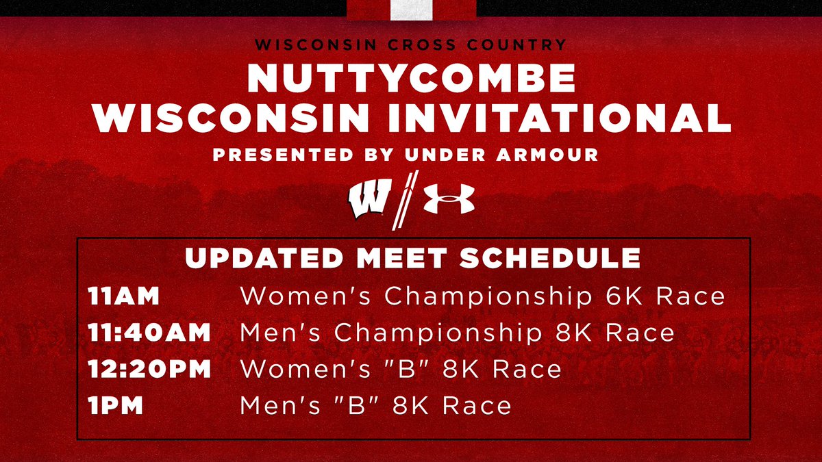 🚨SCHEDULE UPDATE🚨

The championship races at the #NuttyInvite will now begin at 11 a.m. tomorrow with the "B" races to follow

📝- go.wisc.edu/Nutty23
