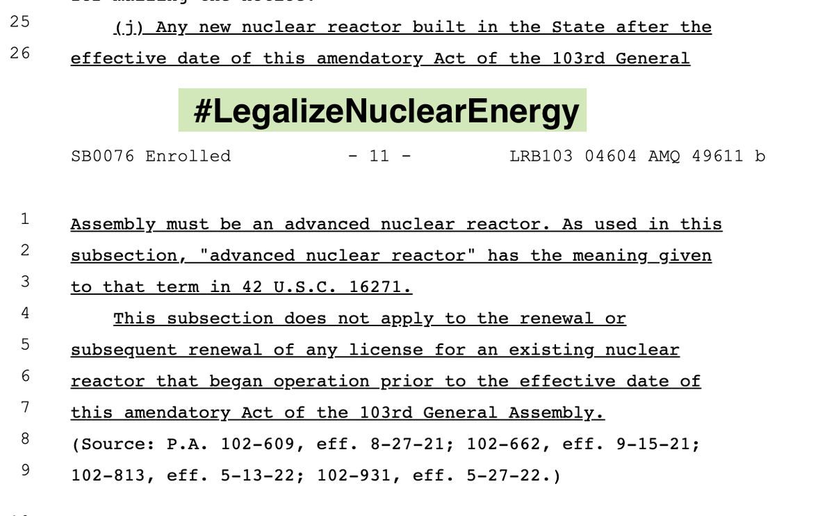 cornoisseur's tweet image. Illinois Senator Duckworth (D) is on a tour of Europe promoting American nuclear technology

At home, @GovPritzker veto'd a very simple two-sentence bill that would have legalized the construction of reactors. Reactors that the Senator is promoting abroad! #SB76