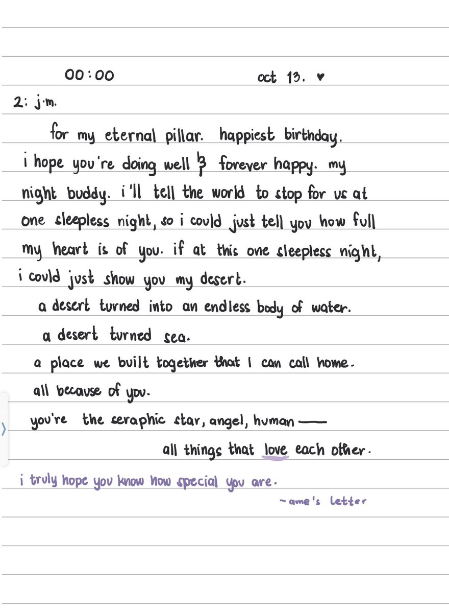 00:00
happiest birthday, a letter. 

#HappyJiminDay
#1013Prince
#지민아_사랑해_여전히_앞으로도