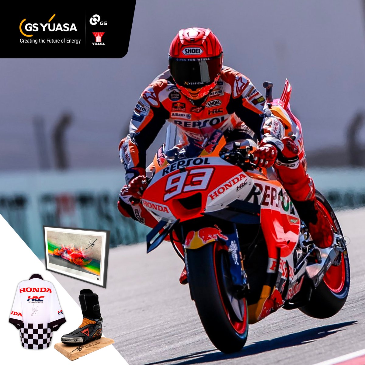 GSYuasaUK's tweet photo. Get ready for something truly special! The Indonesian GP at Mandalika is coming up, and we have a competition for you 🇮🇩
Enter for the chance to win exceptional signed prizes from @HRC_MotoGP in MotoGP. Follow us and comment on our pinned post to enter now.
#WinWithYuasa https://t.co/0EZMvUmi1K