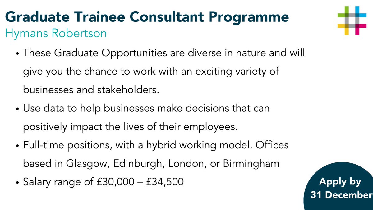 EquateScotland's tweet photo. Fantastic graduate programme available with @hymansrobertson using large data sets to support businesses.

Find out more and apply here:
https://t.co/dCMQfUHsjQ

#data #graduatejobs #graduatepositions https://t.co/rhfUXCAOeu