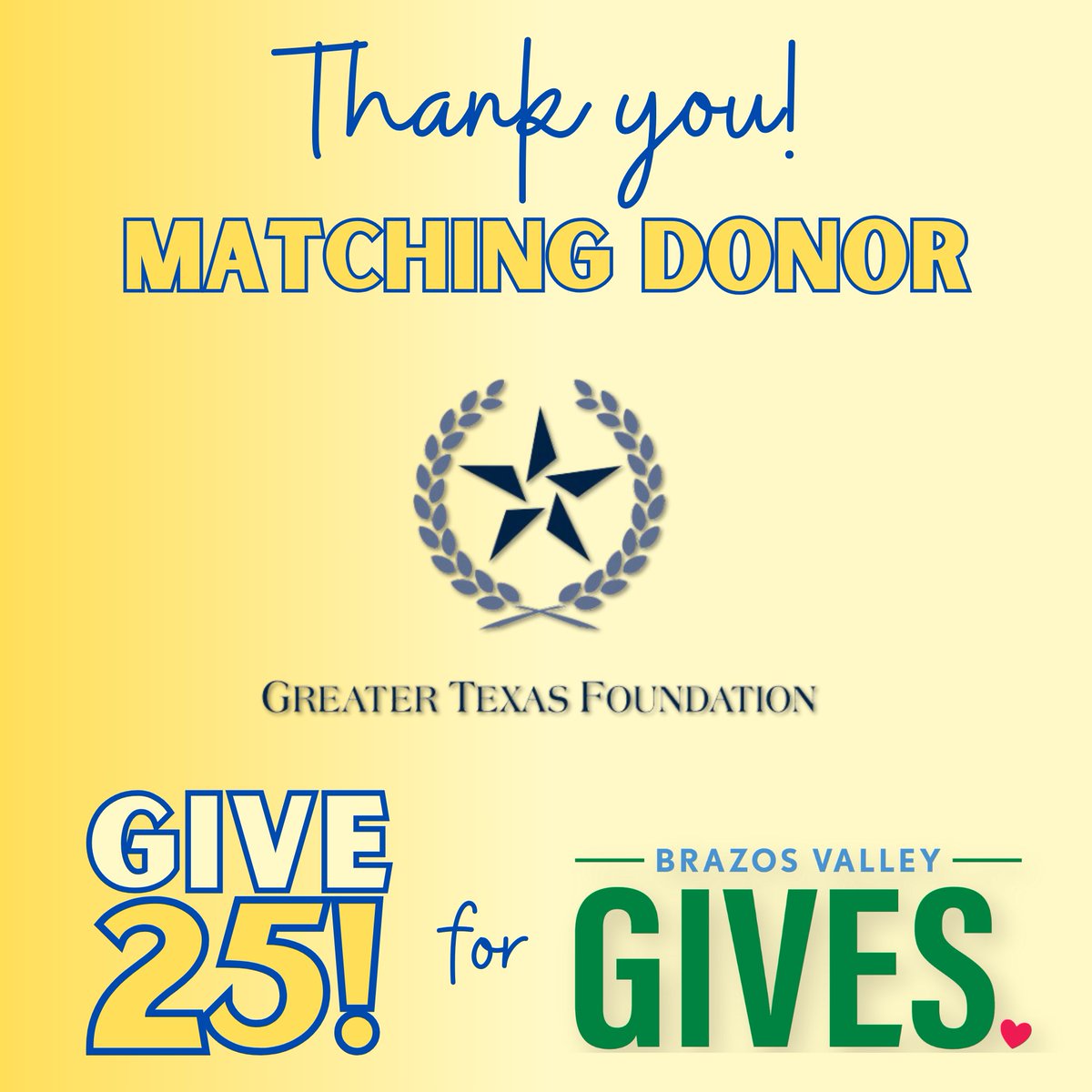 Give2Kids's tweet photo. Thank you @greatertxfound for matching donations to the EF $2 for $1 during @bvgives! It's not too late to #givewhereyoulive AND, every $25 donation gives you a chance to win $2,500 for a @csisd campus.  
Give here: https://t.co/BMkh6DKuHP
#bvgives #greatertexasfoundation https://t.co/FcsmNFtDh7