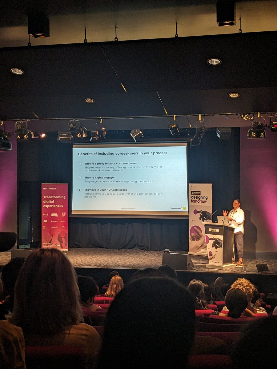 April highlights some of the benefits of including co-designers in your process:

🌟 They're a proxy for your customer users 

🌟 They're highly engaged

🌟 They live in your NDA safe space

<a href="/we_are_Nomensa/">Nomensa</a> #InteractLDN #UX #AI #ArtificialIntelligence #UXDesign
