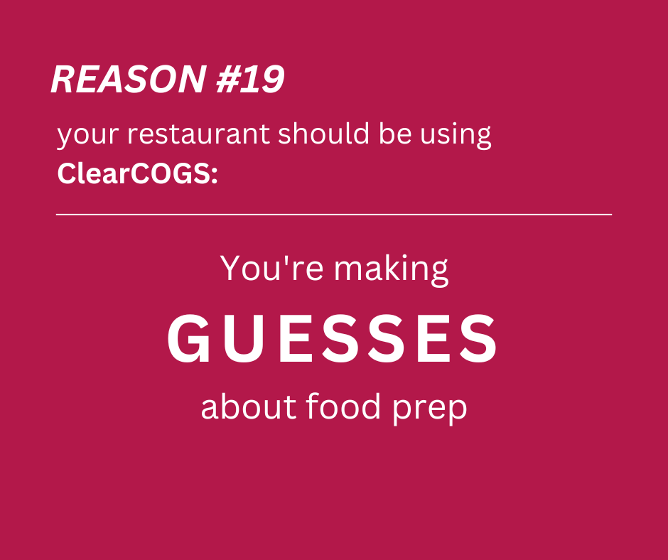 ClearCogs's tweet image. Our AI-powered platform takes the guess work out of prep work to give you accurate and more importantly, reliable predictions. Stop the guessing game! Join ClearCOGS and take control.

#ClearCOGS #GuessWork #RestaurantEfficiency #InventoryManagement #Profitability