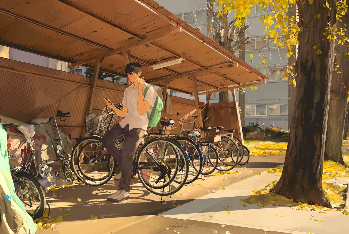 millydeng's tweet photo. Rukawa autumn!! 🚲🍂 #SLAMDUNK https://t.co/uQsIOzWii7