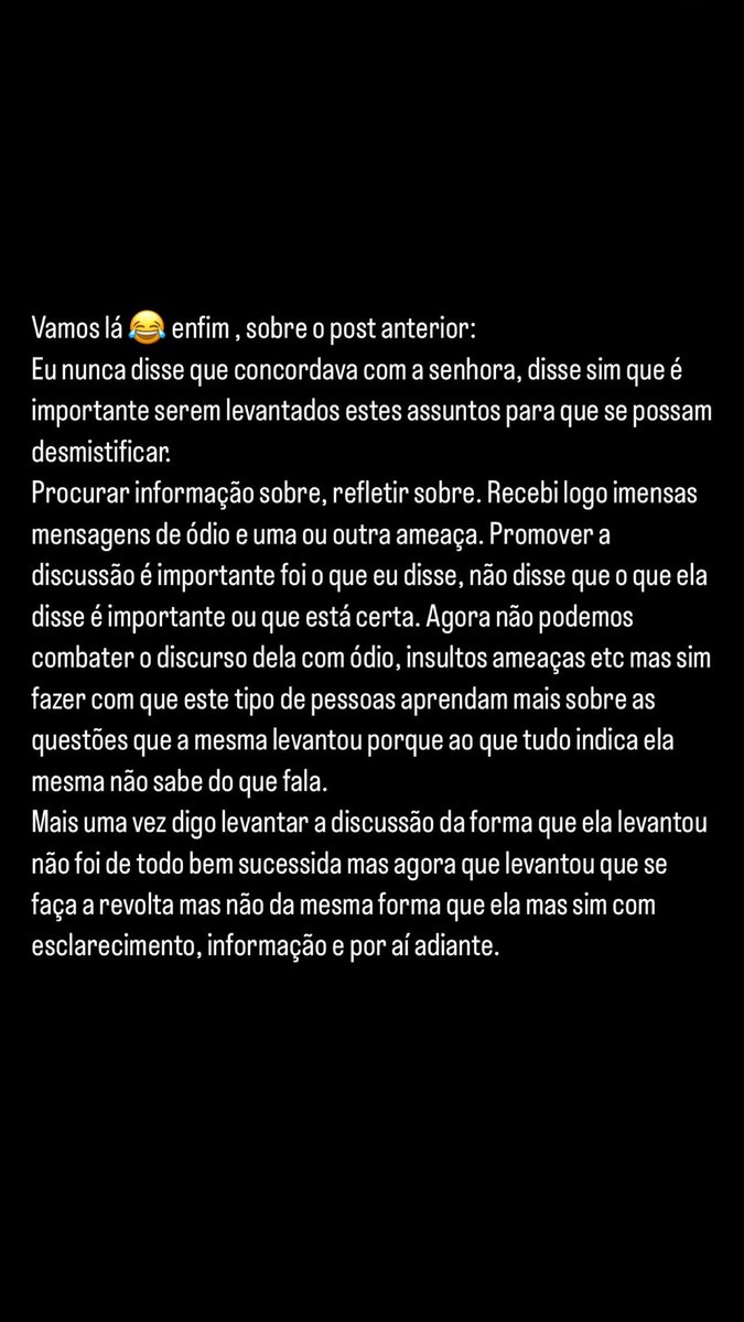 RodrigoFaia3108's tweet photo. Sobre o post que fiz no insta sobre o post da @joanamaraldias https://t.co/knvABnNZZJ