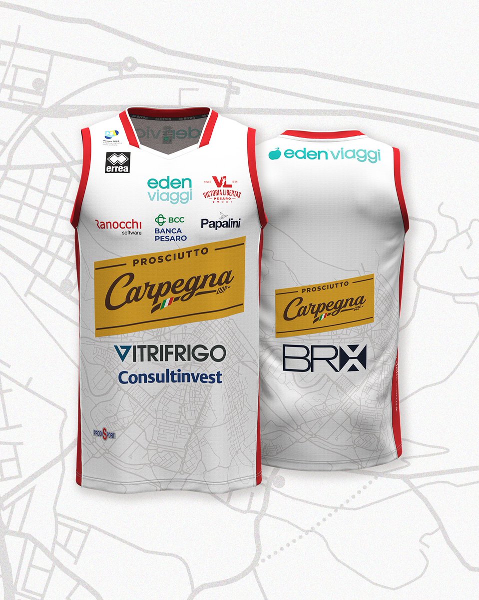 🔥@ErreaOfficial x @VLPesaro 
Svelate le maglie ufficiali per la stagione 2023-2024.

La terza divisa con sfondo bianco, è elegante e raffinata. Sullo sfondo la mappa della città.

Pronti per una nuova stagione tutta da vivere!