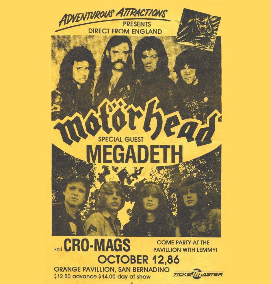 Shall I get you a ticket too?

#Motörhead #Megadeth #CroMags #Mustaine