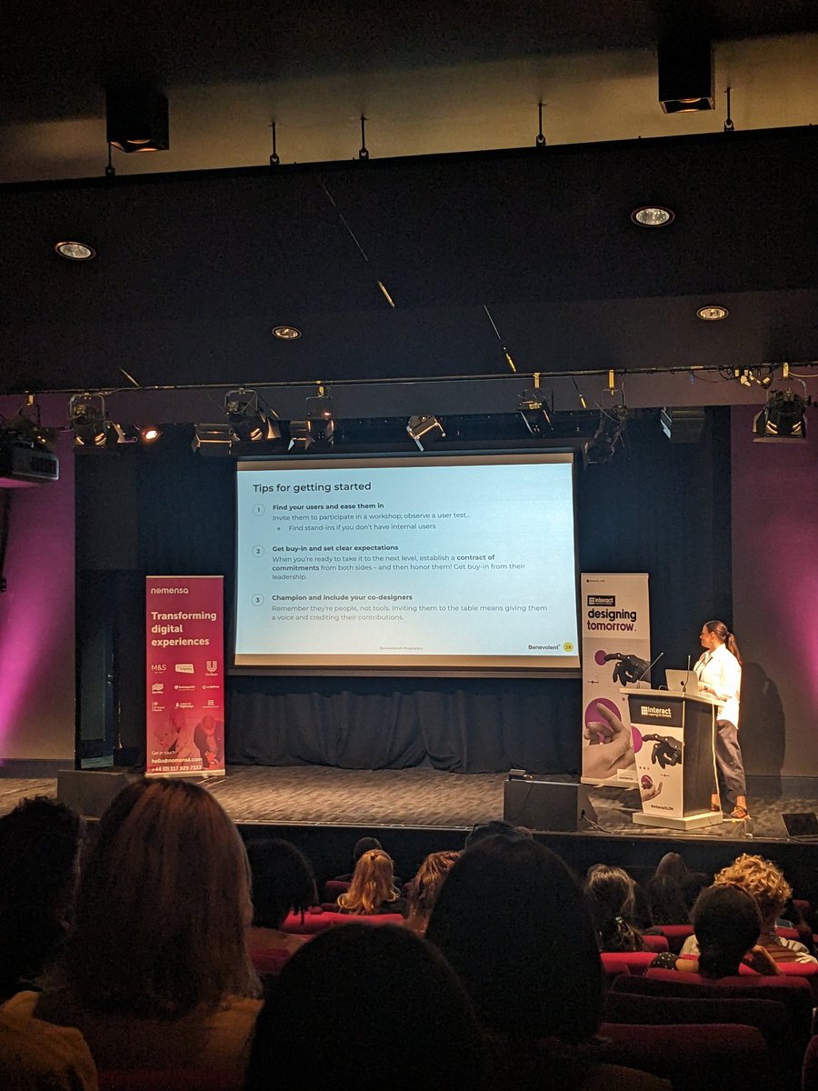 April outlines some tips for getting started with internal user co-design...

✨ Find your users and ease them in

✨ Get buy-in and set clear expectations 

✨ Champion and include your co-designers 

<a href="/we_are_Nomensa/">Nomensa</a> #InteractLDN #UX #AI #UserExperienceDesign #UXDesign