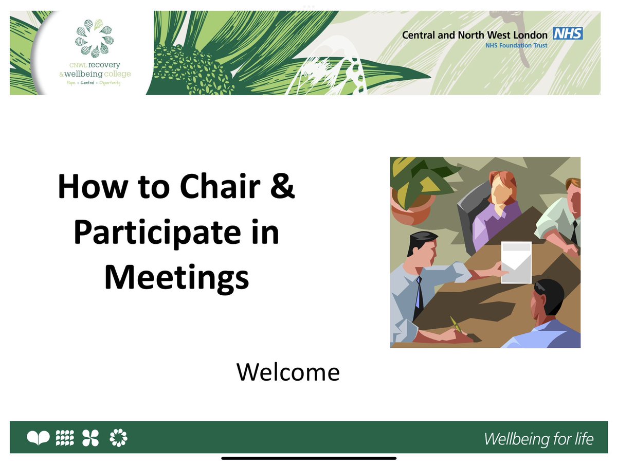 Delivered this for our @CNWLNHS involvement team & #ExpertsbyExperience who are so important in holding us to account and supporting a #serviceuser voice Finding strategies to help build confidence in Chairing Meetings with Graeme Caul COO @waldoroeg @lucypalmerLP #Coproduction