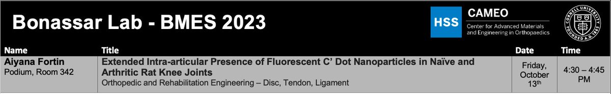 We are excited to share our latest work this week at #BMES2023 in Seattle! Check out @FortinAiyana's talk tomorrow at 4:30 PM @BMESociety @CornellBME