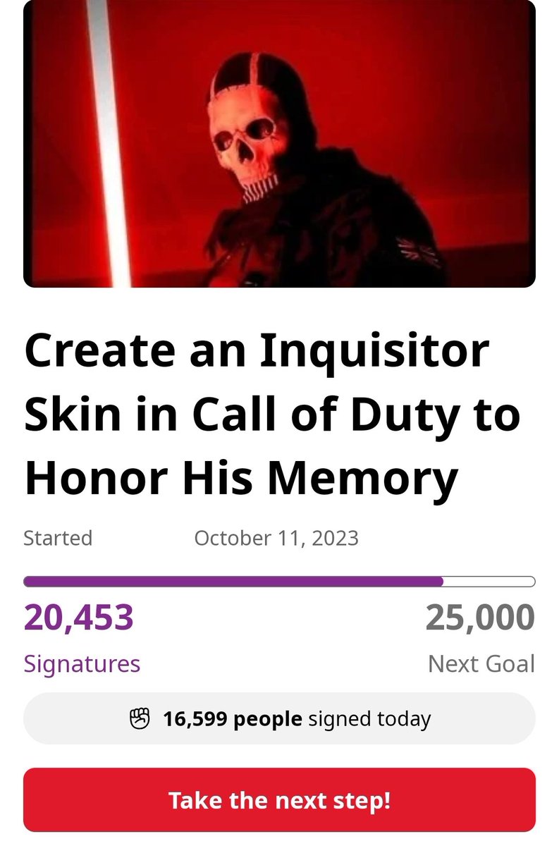 damask_ro's tweet photo. UPDATE ON THE PETITION❤️🖤

Almost 17,000 signatures just today! Please sign and share this with anyone you can! 

@Activision @CallofDuty @ModernWarzone #justiceforinquisitor #Inquisitore3 https://t.co/yMzZiMqH3N