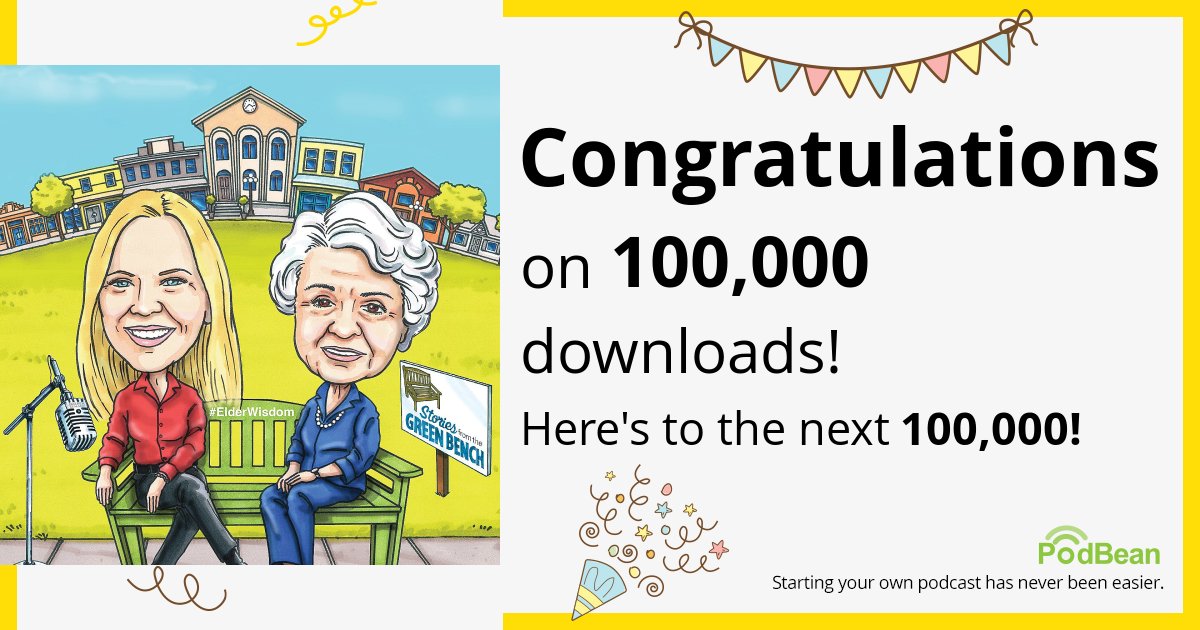SchlegelVillage's tweet photo. 100,000 downloads of #ElderWisdom | Stories from the Green Bench!

Congrats to the entire podcast team and our guests on reaching this milestone.

Not a subscriber?  Follow on your favourite listening app 🎙️ https://t.co/6klqMWrXZ4

@podbean https://t.co/XY74RYMyo9